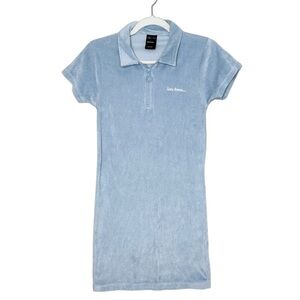 iets frans XS Blue Velvet Quarter Zip Mini Dress